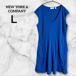 NEW YORK & COMPANY 【L】ノースリーブワンピース ブルー