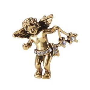 ブローチ キューピットC 天使 エンジェル ゴールドカラー 星 スター ジルコニア ラインストーン かわいい 可愛い ピン