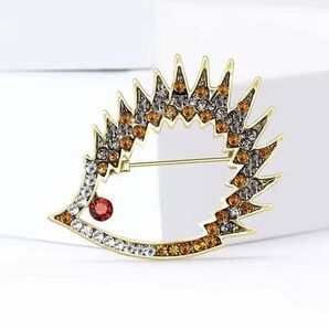 ブローチ ハリネズミ キラキラ ジルコニア ラインストーン ゴールドカラー かわいい 可愛い キュート アクセサリーピン