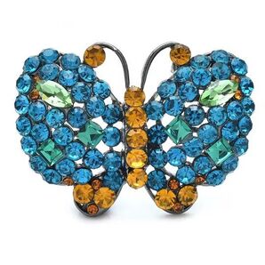 ブローチ バタフライ 蝶々 ブルー 青 ジルコニア ラインストーン キラキラ かわいい 可愛い キュート アクセサリーピン