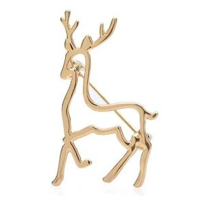 ブローチ 鹿 シカ ゴールドカラー フレームブローチ クリスマス キュート かわいい 可愛い アクセサリーピン