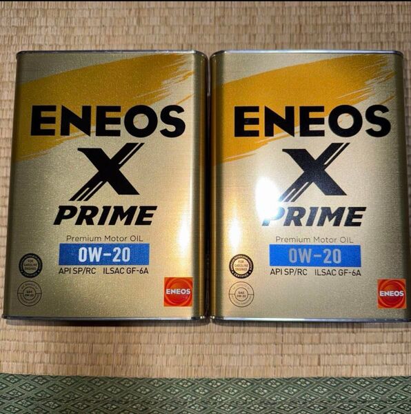 大セール! 在庫処分!ENEOS X PRIME エネオス Xプライム 0W-20 エンジンオイル 4L缶 2つ 出来たて!
