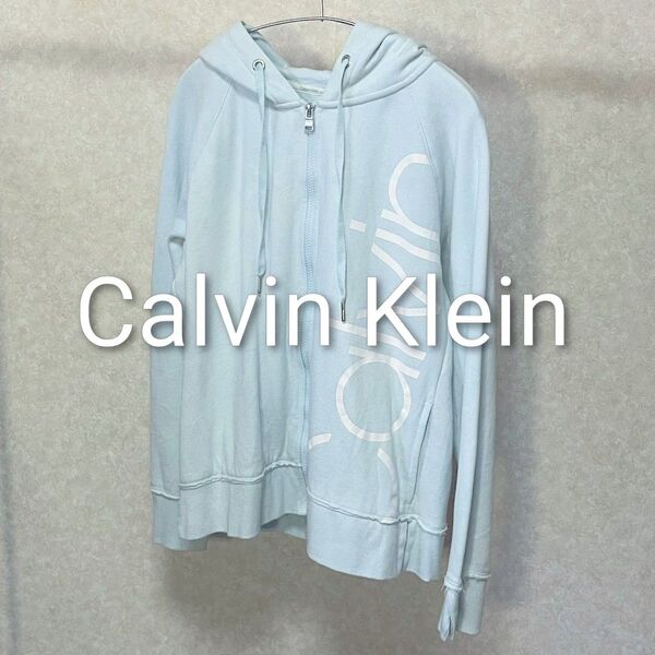 【古着】Calvin Klein フルジップパーカー フーディ ビッグロゴ カルバンクライン