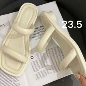 フレンチスタイル スクエアヘッド 厚底ヒールサンダル 夏 妖精スタイル サンダルホワイト