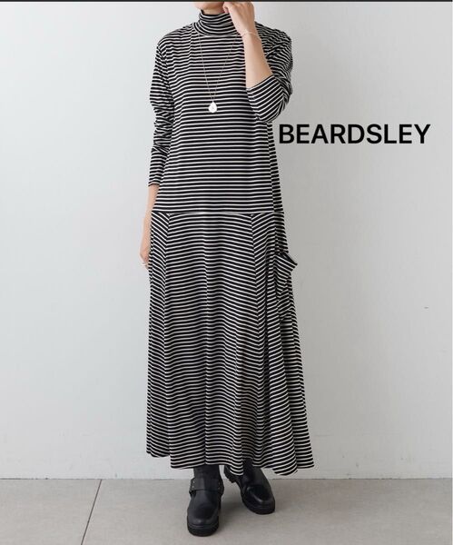 定価30,800円 BEARDSLEY ボーダーカットワンピース ロング丈