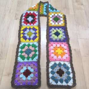 45 ハンドメイド グラニーモチーフマフラー