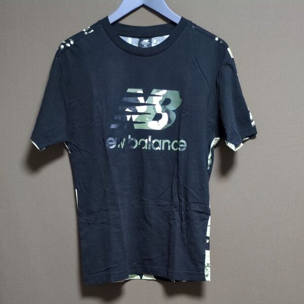 New Balance Tシャツ NBロゴ 迷彩柄 ブラック XS