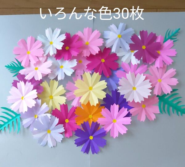 秋壁面飾り 色鮮やかなコスモス30枚のセット