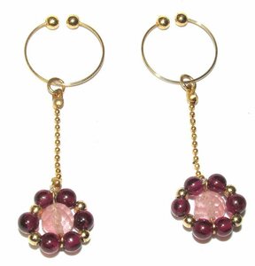  garnet × rose quarts * natural stone * gold chain * earrings 