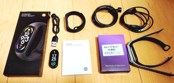 箱付 希少 美品 シャオミ スマートバンド 7 Xiaomi Smart Band 7(付属充電ケーブル、予備バンド、フィルム)