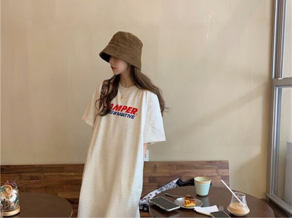 新品 ワンピース チュニック Tシャツ ロング丈 韓国 レディース オルチャン