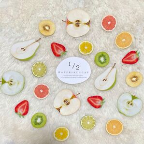 ハーフカットフルーツ ハーフバースデー フォトペーパー 月齢フォト厚紙 残り13