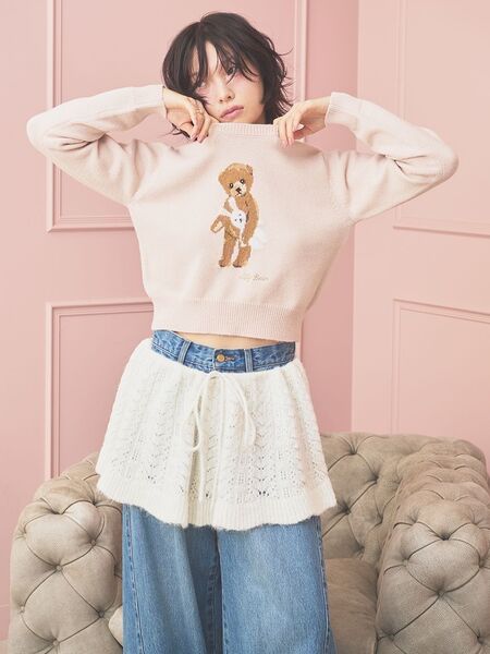 LILY BROWNリリーブラウンUSAGI ONLINE限定】Lily Bearニットプルオーバーうさぎぬいぐるみ