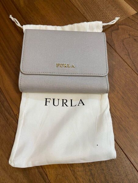 FURLA 三つ折り財布 ブルーグレー 保存袋付き