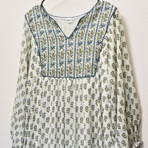 新品 インド綿ワンピース 花柄 アジアン エスニック ブロックプリント エイチビー ワンピース ヌキテパ Pタイプ