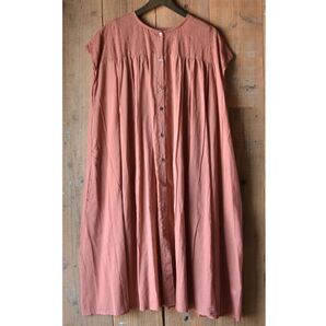 ワンピース チュニック 新品 Aライン インド綿 ドビー 前開き ピンク