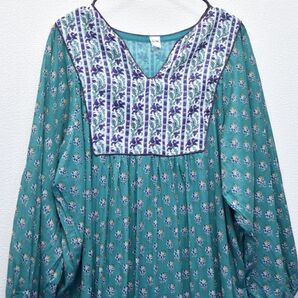 新品 インド綿ワンピース 花柄 アジアン エスニック ブロックプリント エイチビー ワンピース ヌキテパ Qタイプ