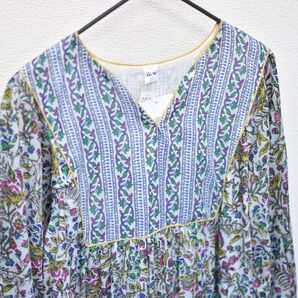 新品 インド綿ワンピース 花柄 アジアン エスニック ブロックプリント エイチビー ワンピース ヌキテパ Eタイプ