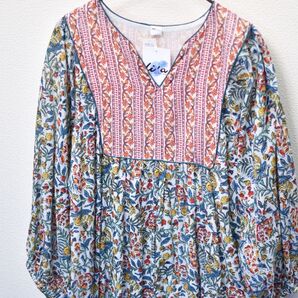 新品 インド綿ワンピース 花柄 アジアン エスニック ブロックプリント エイチビー ワンピース ヌキテパ Dタイプ