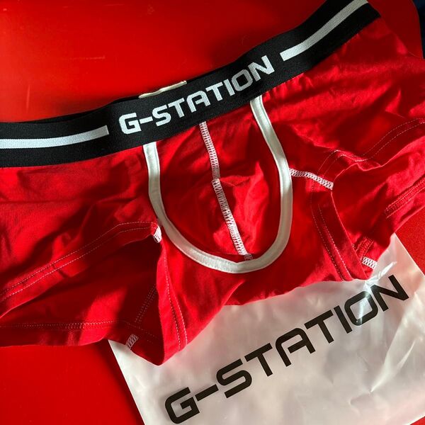 G-STATION ローライズ ボクサーブリーフ ボクサーパンツ メンズ 下着 レッド