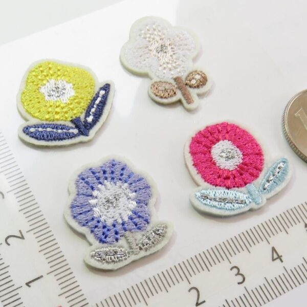 【4種セット】北欧 刺繍 アイロン ワッペン アップリケ 花 フラワー F4-1手芸用品 アレンジ パッチ