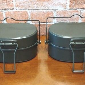 お得【収納バッグ付き2個セット】戦闘飯盒2型同型 水蒸気炊飯 アーミーグリーン キャンプ 2合炊き 同時調理 1011