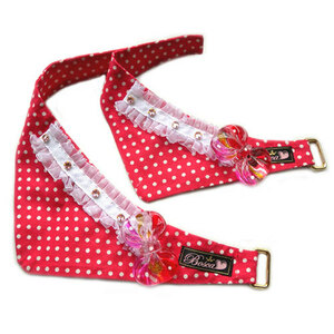 Новая ★ Бандана для собаки ★ Dot Pattern ★ Red ★ SS Neck около 21-23㎝