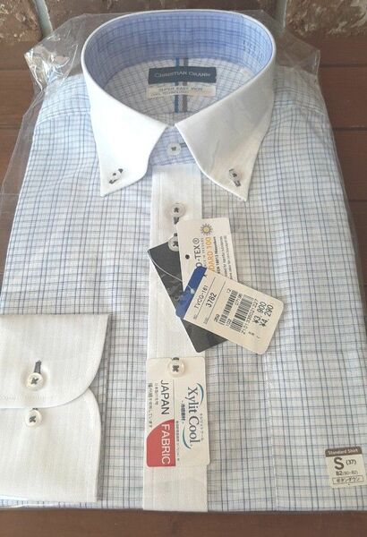 新品 メンズ ボタンダウンシャツ Sサイズ クールビズ#スーパーイージーアイロン#ストレッチ#吸汗速乾#UVカット#接触冷感