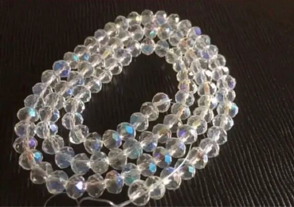 約6×4ミリガラスボタンカットクリアーAB2連セット