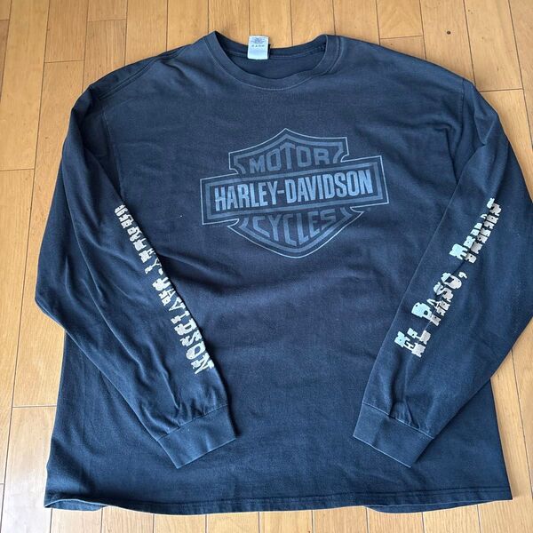 HARLEY-DAVIDSON ハーレーダビッドソン 2XL フェード 2004 ロンT ロングスリーブ 黒 サイズ2XL USA