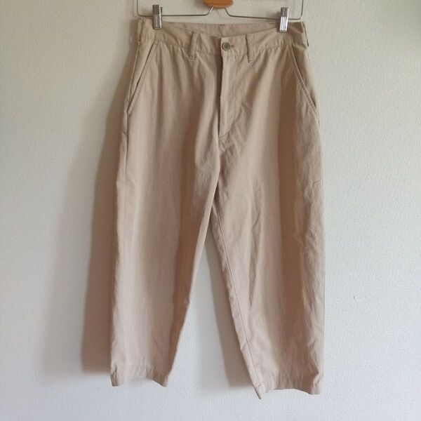 MUJI Labo 綿ナイロン撥水ワイドテーパード クロップドパンツ(XS)