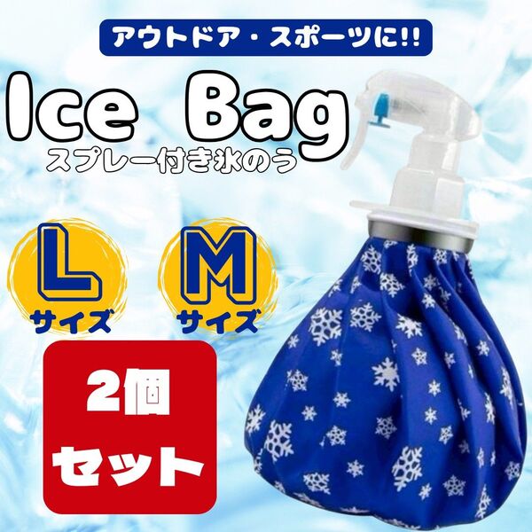 雪の結晶柄 スプレー付き氷嚢 ひょうのう アイシング スプレー ミスト クールダウン スポーツ 熱中症 アイスバッグ