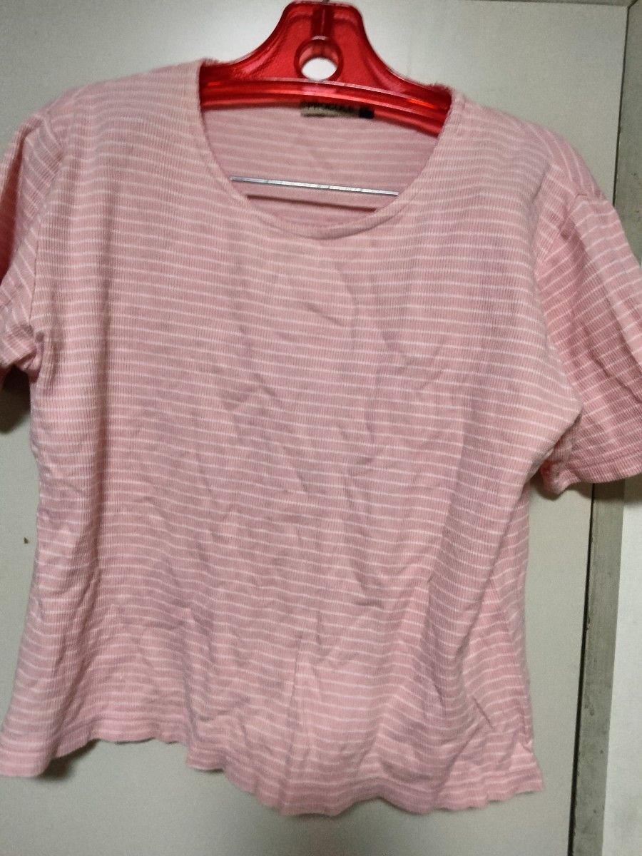ピンク ボーダーTシャツ レディース