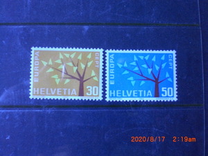 CEPT-19葉の若木　2種完　未使用　1962年　スイス共和国　VF/NH　ヨーロッパ切手
