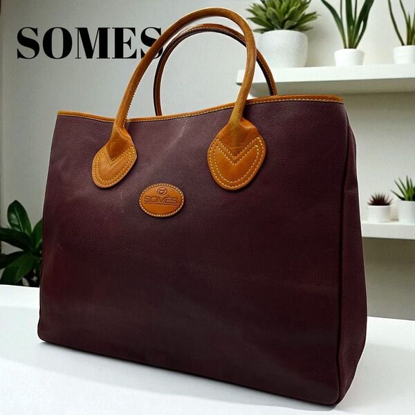 SOMES ソメス トートバッグ 肩掛け ショルダー ハンド ビジネス A4収納 ユニセックス ブラウン レザー