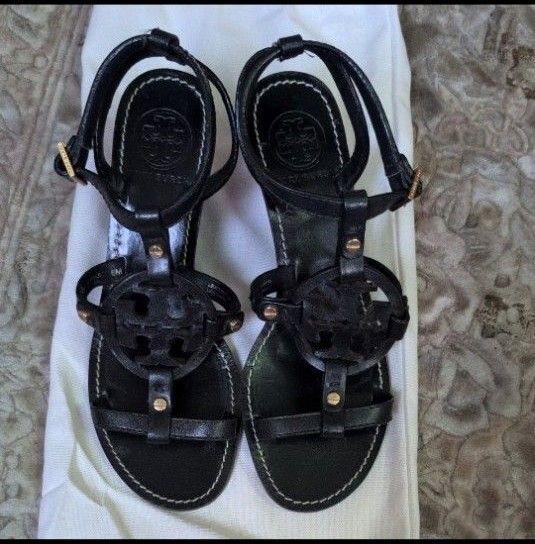 TORY BURCH サンダル 黒 6M 23cm トリーバーチ ブラック レディース