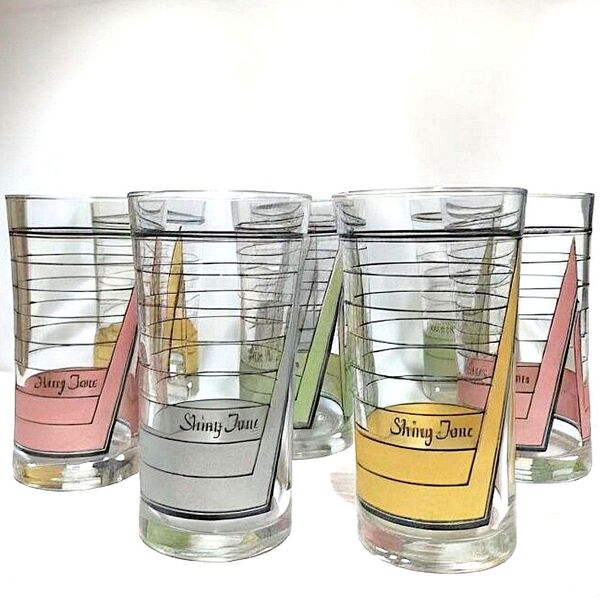 KAMEI GLASS シャイニートーン 4色 8個 セット 昭和レトロ