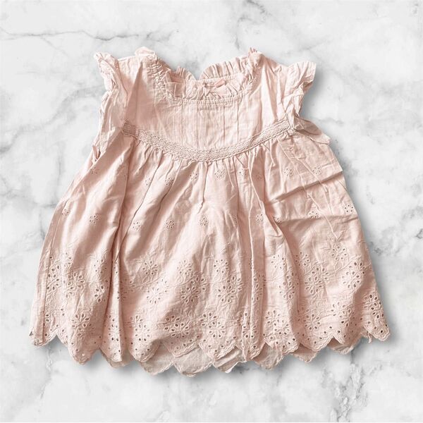 チュニック ピンク 110 ワンピース レース ノースリーブ フリル チュール キッズ ジュニア 子供服