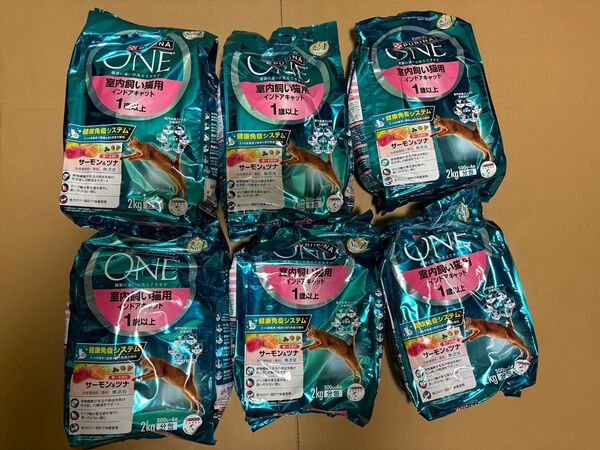 ピュリナワン キャットドライ 室内飼い猫用 1歳以上 インドアキャット サーモン&ツナ 2Kg×6袋 計12Kg