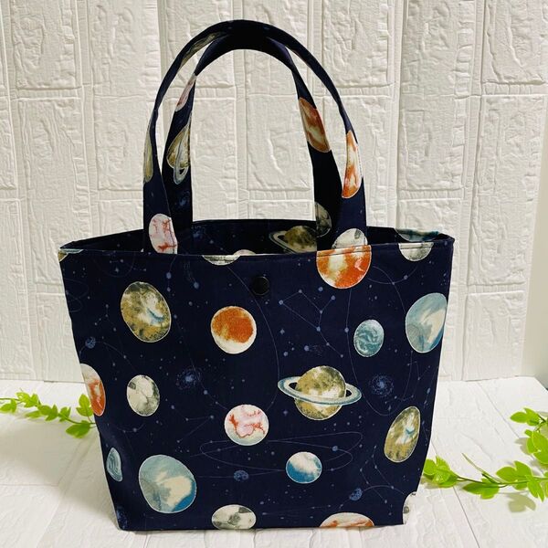 宇宙柄ミニトートバッグ 内ポケット付き/ハンドメイド
