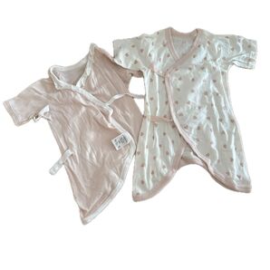 4 ベビー 肌着 ロンパース 半袖 新生児 ハート ピンク レース 長肌着 短肌着 コンビ肌着