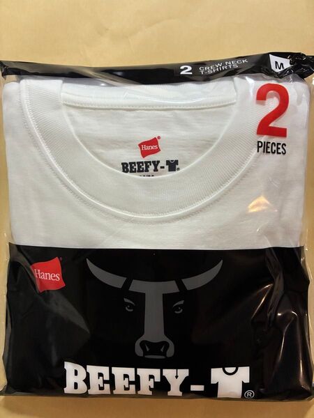 【ヘインズ】ビーフィー Tシャツ 男女兼用 2枚組 Mサイズ ホワイト半袖 無地 ユニセックス BEEFY-T