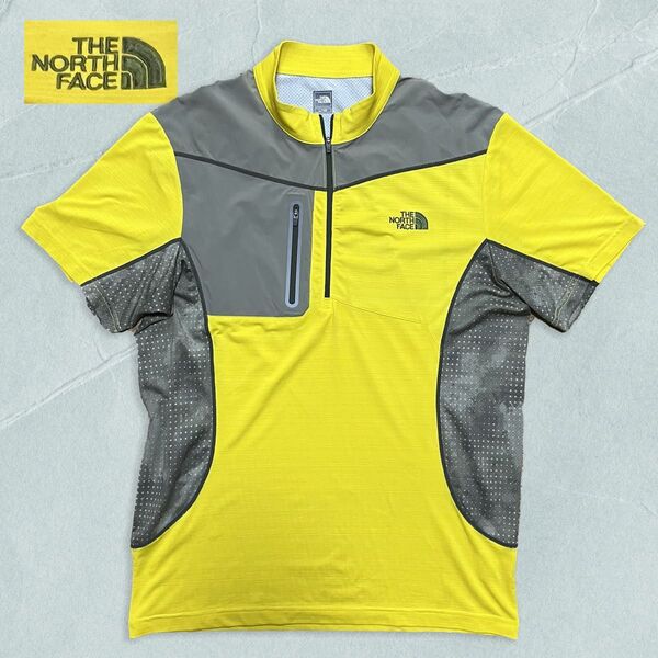 【R209】THE NORTH FACE ザノースフェイス 半袖シャツ ハーフジップ 前後にワンポイントロゴ サイズLです。