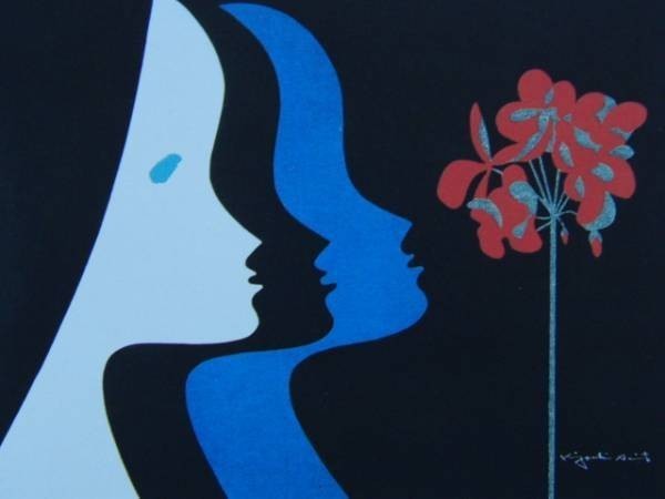 Kiyoshi Saito, [Blumen und Mädchen (16)], Aus einer seltenen Sammlung großformatiger Kunstwerke, Schönheitsprodukte, Neuer Rahmen inklusive, Porto inklusive, Malerei, Ölgemälde, Porträts