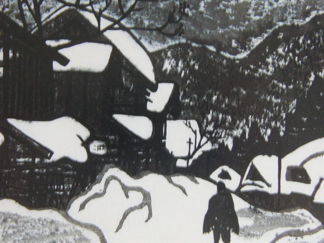 Kiyoshi Saito, [L'hiver à Aizu (tabac)], Extrait d'un rare livre d'art encadré grand format, Produits de beauté, Tout neuf avec cadre, frais de port inclus, peinture, peinture à l'huile, Nature, Peinture de paysage