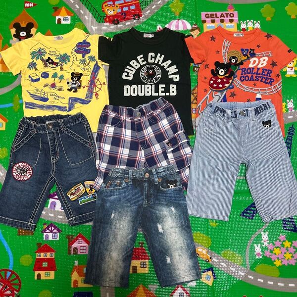 【美品】110☆ミキハウス ダブルB 7点セット トップス ハーフパンツ Tシャツ 半ズボン