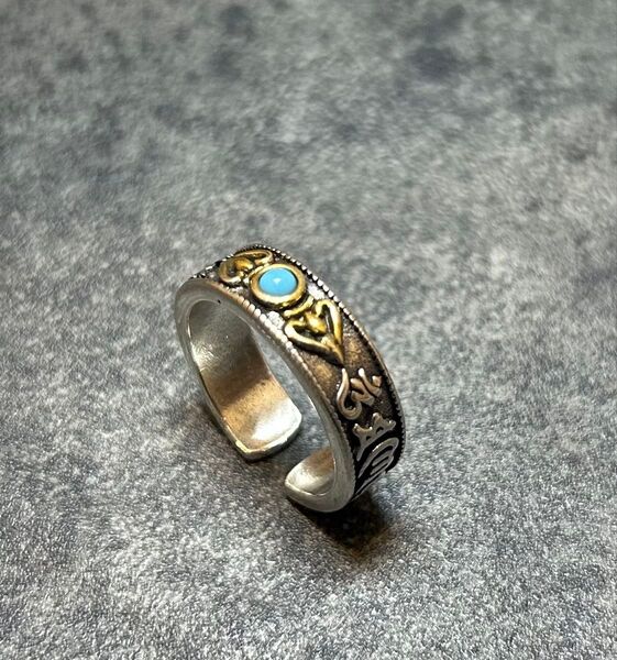 指輪 ターコイズ 風 リング メキシカンジュエリー ヴィンテージ シルバー アクセサリー インディアン リング