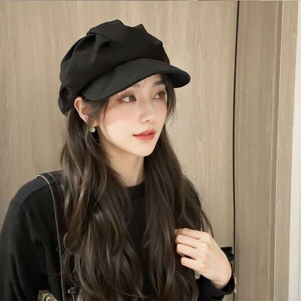 【冬物セール】ベレー帽 黒 レディース ハンチング 帽子 かわいい 韓国