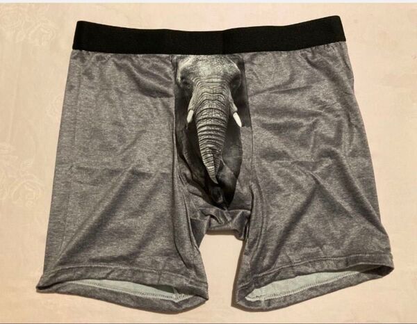メンズ ボクサーパンツ ブリーフ 象3Dプリント柄 グレー L・XL・XXXLの各サイズ