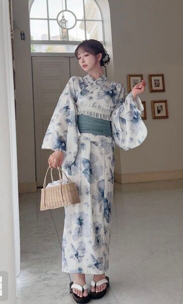 グレイル 浴衣 2way 水色 花柄 三上悠亜 セパレート浴衣 ワンピース 3点セット 美品